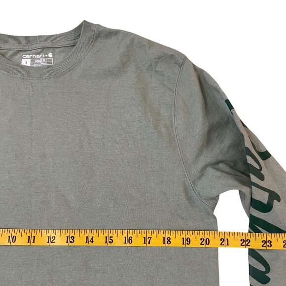 Carhartt Long Sleeve T-Shirt Men's Size Small Loose Fit Green 4 Leaf Clover - Picture 3 of 5